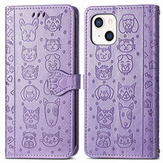Leather Case Stands Fashionable Pattern Flip Cover H11 Holder for Apple iPhone 15 Purple