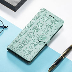 Leather Case Stands Fashionable Pattern Flip Cover H12 Holder for Apple iPhone 13 Green