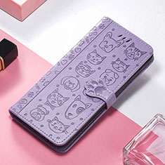 Leather Case Stands Fashionable Pattern Flip Cover H12 Holder for Apple iPhone 13 Mini Purple