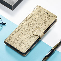 Leather Case Stands Fashionable Pattern Flip Cover H12 Holder for Apple iPhone 15 Plus Gold
