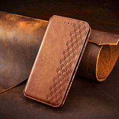 Leather Case Stands Fashionable Pattern Flip Cover H14 Holder for Apple iPhone 13 Mini Brown