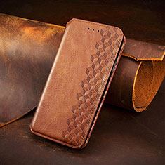 Leather Case Stands Fashionable Pattern Flip Cover H14 Holder for Apple iPhone 13 Pro Max Brown