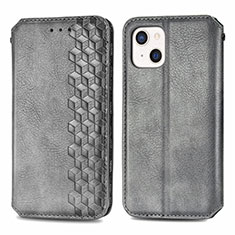 Leather Case Stands Fashionable Pattern Flip Cover H15 Holder for Apple iPhone 13 Gray