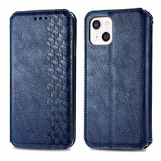Leather Case Stands Fashionable Pattern Flip Cover H15 Holder for Apple iPhone 13 Mini Blue