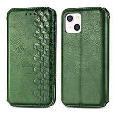 Leather Case Stands Fashionable Pattern Flip Cover H15 Holder for Apple iPhone 13 Mini Green