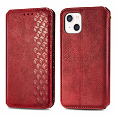 Leather Case Stands Fashionable Pattern Flip Cover H15 Holder for Apple iPhone 13 Mini Red