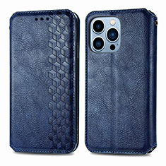 Leather Case Stands Fashionable Pattern Flip Cover H15 Holder for Apple iPhone 13 Pro Max Blue