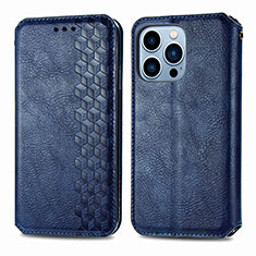 Leather Case Stands Fashionable Pattern Flip Cover H15 Holder for Apple iPhone 14 Pro Blue