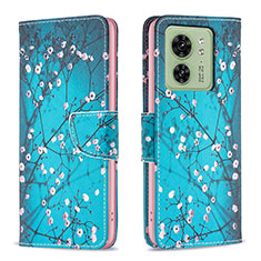 Leather Case Stands Fashionable Pattern Flip Cover Holder B01F for Motorola Moto Edge 40 5G Cyan