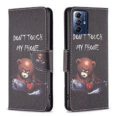 Leather Case Stands Fashionable Pattern Flip Cover Holder B01F for Motorola Moto G Play Gen 2 Dark Gray