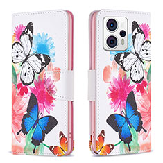 Leather Case Stands Fashionable Pattern Flip Cover Holder B01F for Motorola Moto G23 Colorful