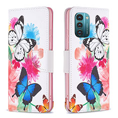 Leather Case Stands Fashionable Pattern Flip Cover Holder B01F for Nokia G11 Colorful