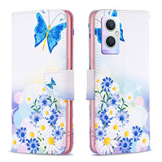 Leather Case Stands Fashionable Pattern Flip Cover Holder B01F for OnePlus Nord N20 5G Blue