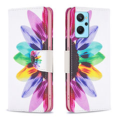 Leather Case Stands Fashionable Pattern Flip Cover Holder B01F for Oppo A96 4G Mixed