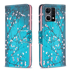 Leather Case Stands Fashionable Pattern Flip Cover Holder B01F for Oppo F21s Pro 4G Cyan