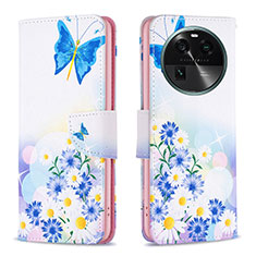 Leather Case Stands Fashionable Pattern Flip Cover Holder B01F for Oppo Find X6 5G Blue