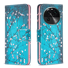 Leather Case Stands Fashionable Pattern Flip Cover Holder B01F for Oppo Find X6 5G Cyan