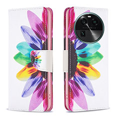 Leather Case Stands Fashionable Pattern Flip Cover Holder B01F for Oppo Find X6 5G Mixed