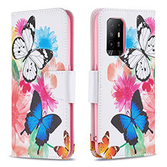 Leather Case Stands Fashionable Pattern Flip Cover Holder B01F for Oppo Reno5 Z 5G Colorful