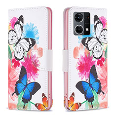 Leather Case Stands Fashionable Pattern Flip Cover Holder B01F for Oppo Reno8 4G Colorful