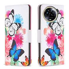 Leather Case Stands Fashionable Pattern Flip Cover Holder B01F for Realme 11 5G Colorful