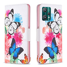 Leather Case Stands Fashionable Pattern Flip Cover Holder B01F for Realme 9 5G Colorful