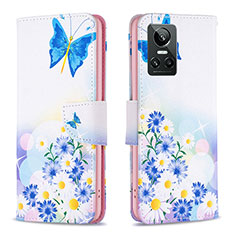 Leather Case Stands Fashionable Pattern Flip Cover Holder B01F for Realme GT Neo3 5G Blue