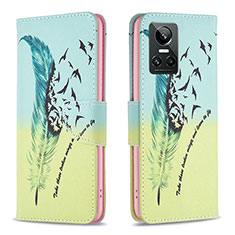 Leather Case Stands Fashionable Pattern Flip Cover Holder B01F for Realme GT Neo3 5G Matcha Green