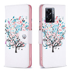 Leather Case Stands Fashionable Pattern Flip Cover Holder B01F for Realme Narzo 50 5G White