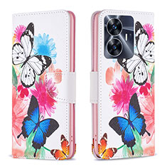 Leather Case Stands Fashionable Pattern Flip Cover Holder B01F for Realme Narzo N55 Colorful