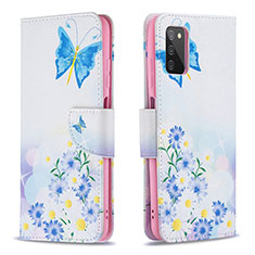 Leather Case Stands Fashionable Pattern Flip Cover Holder B01F for Samsung Galaxy A02s Blue