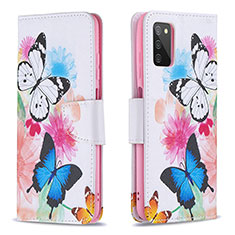 Leather Case Stands Fashionable Pattern Flip Cover Holder B01F for Samsung Galaxy A02s Colorful