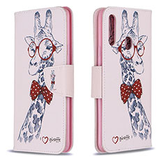 Leather Case Stands Fashionable Pattern Flip Cover Holder B01F for Samsung Galaxy A20s Pink