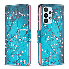 Leather Case Stands Fashionable Pattern Flip Cover Holder B01F for Samsung Galaxy A23 5G Cyan