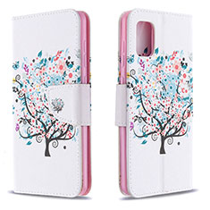Leather Case Stands Fashionable Pattern Flip Cover Holder B01F for Samsung Galaxy A31 White