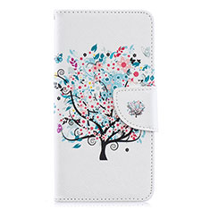 Leather Case Stands Fashionable Pattern Flip Cover Holder B01F for Samsung Galaxy A40 White