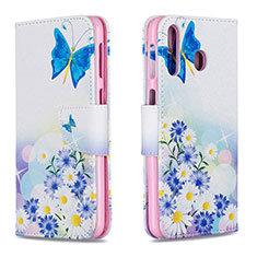 Leather Case Stands Fashionable Pattern Flip Cover Holder B01F for Samsung Galaxy A40s Blue