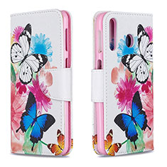 Leather Case Stands Fashionable Pattern Flip Cover Holder B01F for Samsung Galaxy A40s Colorful
