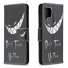 Leather Case Stands Fashionable Pattern Flip Cover Holder B01F for Samsung Galaxy A42 5G Black