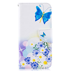 Leather Case Stands Fashionable Pattern Flip Cover Holder B01F for Samsung Galaxy A50S Blue