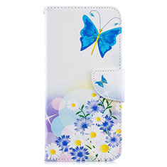 Leather Case Stands Fashionable Pattern Flip Cover Holder B01F for Samsung Galaxy A70 Blue