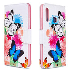 Leather Case Stands Fashionable Pattern Flip Cover Holder B01F for Samsung Galaxy A70E Colorful