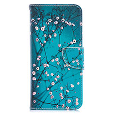 Leather Case Stands Fashionable Pattern Flip Cover Holder B01F for Samsung Galaxy A70S Cyan
