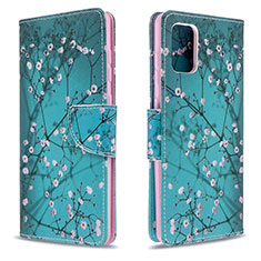 Leather Case Stands Fashionable Pattern Flip Cover Holder B01F for Samsung Galaxy A71 4G A715 Cyan