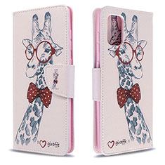 Leather Case Stands Fashionable Pattern Flip Cover Holder B01F for Samsung Galaxy A71 5G Pink
