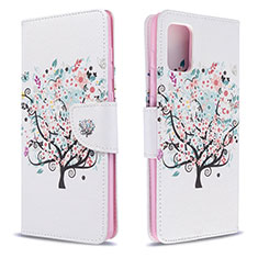 Leather Case Stands Fashionable Pattern Flip Cover Holder B01F for Samsung Galaxy A71 5G White