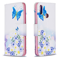 Leather Case Stands Fashionable Pattern Flip Cover Holder B01F for Samsung Galaxy M01s Blue