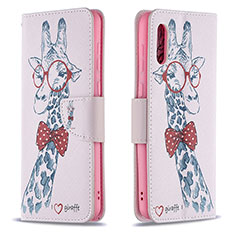 Leather Case Stands Fashionable Pattern Flip Cover Holder B01F for Samsung Galaxy M02 Pink