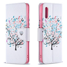 Leather Case Stands Fashionable Pattern Flip Cover Holder B01F for Samsung Galaxy M02 White