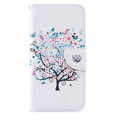 Leather Case Stands Fashionable Pattern Flip Cover Holder B01F for Samsung Galaxy M10 White